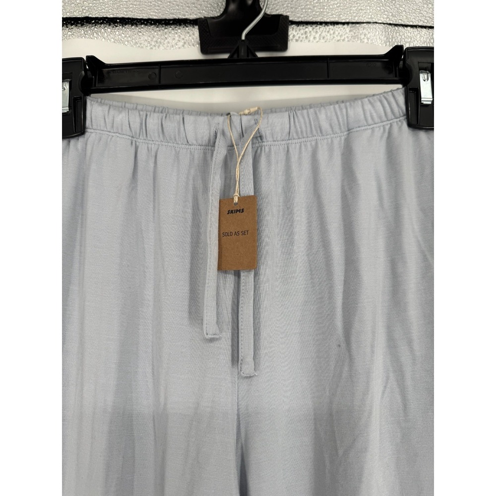 SKIMS Jersey Sleep Pajama Pants Women Small Lounge Zen Blue Straight Leg Baggy - Picture 3 of 7
